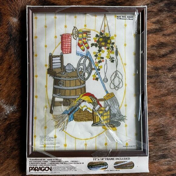 Vintage 70’s Paragon Needlcraft Kit 0429 A Women’s Work New In Box - Picture 2 of 8